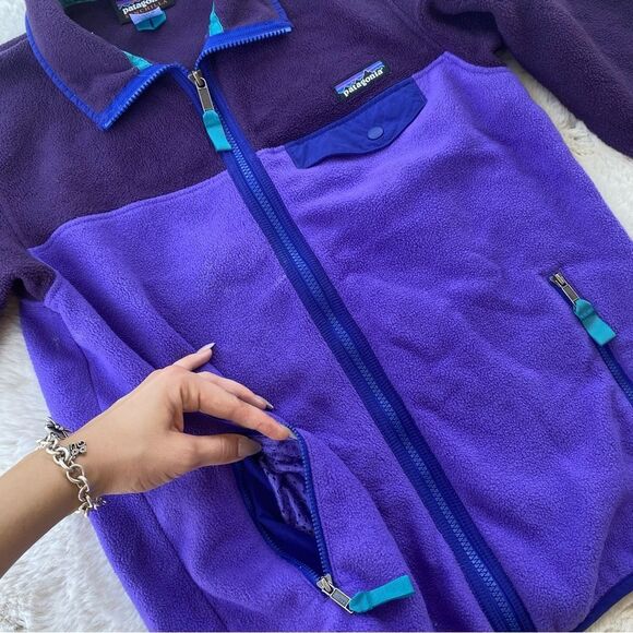 Patagonia Full Zip Synchilla Snap-T Jacket Sweater Sz. S Purple Blue - Picture 4 of 6
